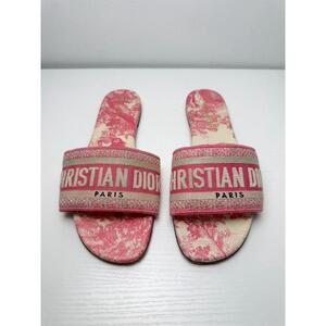 Christian Dior Dway Slide SZ 37.5 Pink Toile de Jouy Flowers